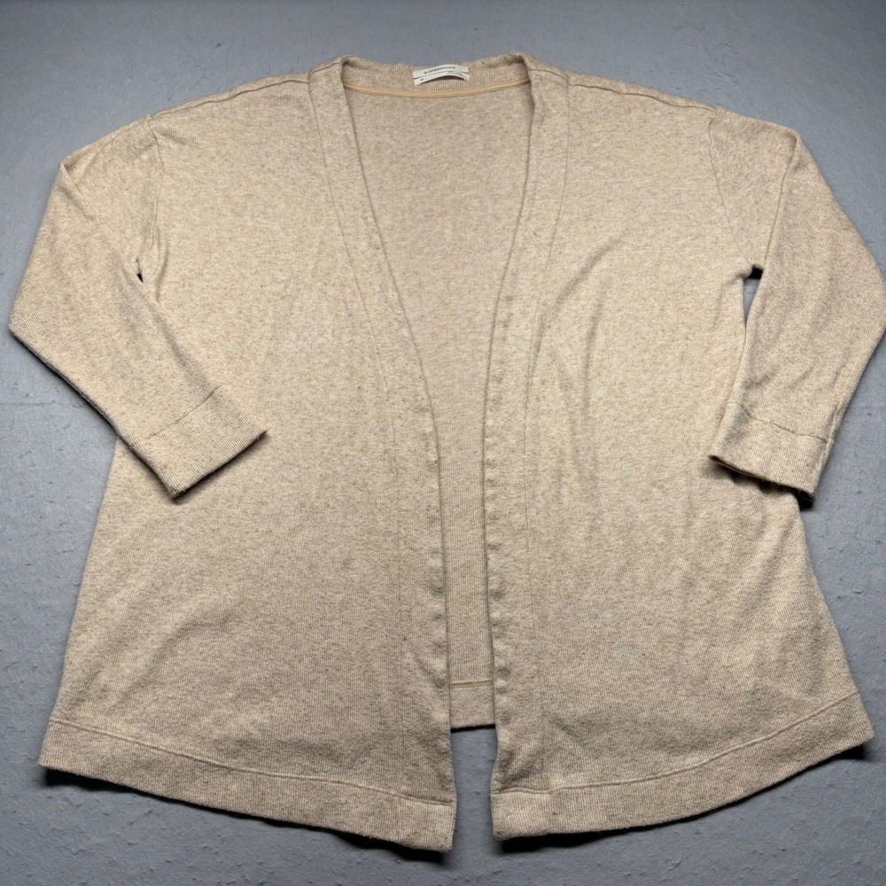 Anthropologie Cardigan Women XS Beige Open Front Oversized Knit Sweater